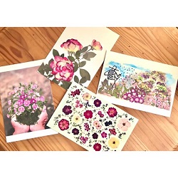 【押し花】バラのポストカード4枚セット