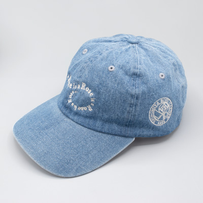 【ライトブルーデニム×スノーホワイト刺繍】A rose is a roseキャップ 篠宮バラ園ロゴ入り