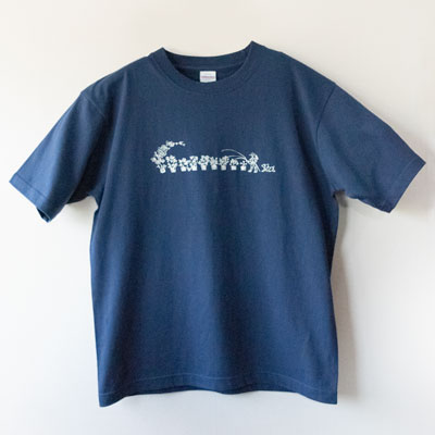 【インディゴ】水やりと犬と鳥 Tシャツ　※新デザイン